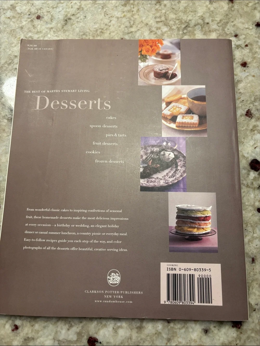 Martha Stewart Desserts Cookbook — Light Blue Cover with Neutral Tones
